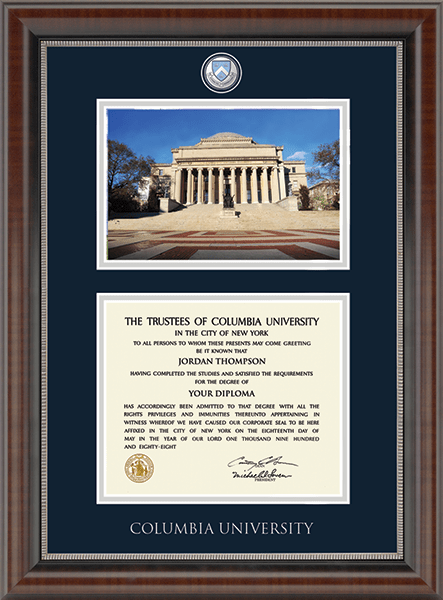 Columbia University Campus Scene Masterpiece Diploma Frame in Chateau
