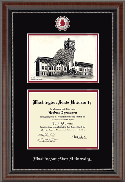 Washington State University Campus Scene Masterpiece Diploma Frame in Chateau