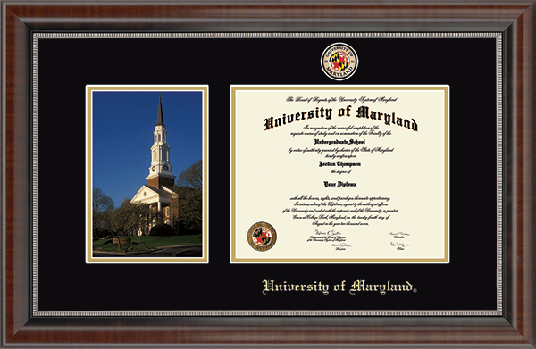 University of Maryland, College Park Memorial Chapel- Campus Scene Masterpiece Diploma Frame in Chateau