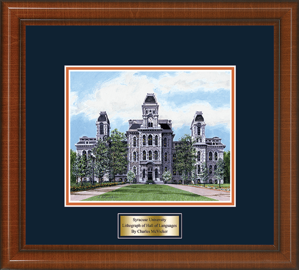 Syracuse University Framed Lithograph of Hall of Languages in Prescott