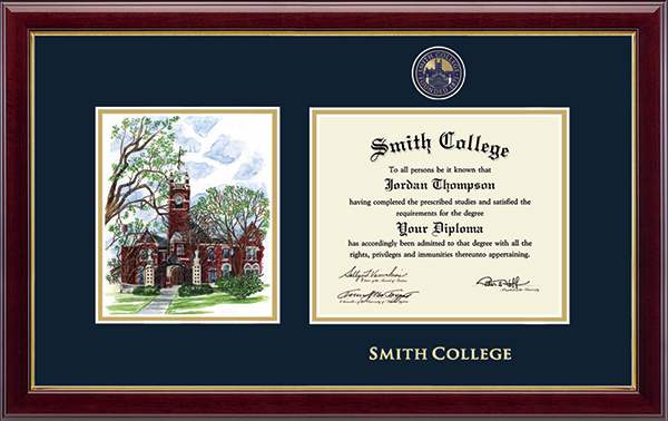 Smith College Campus Scene Masterpiece Medallion Diploma Frame in Gallery