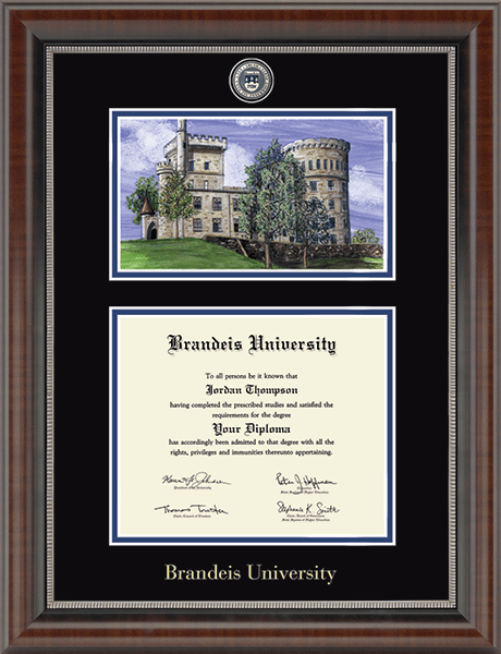 Brandeis University Campus Scene Masterpiece Diploma Frame in Chateau