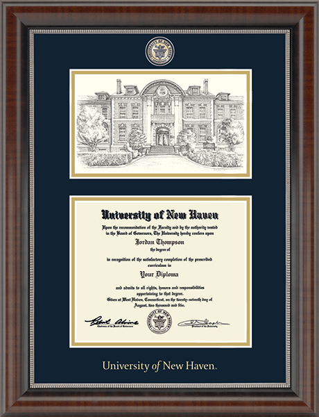 University of New Haven Campus Scene Masterpiece Diploma Frame in Chateau