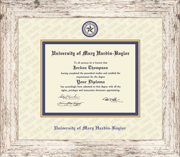 University of Mary Hardin-Baylor Dimensions Plus Diploma Frame in Barnwood White