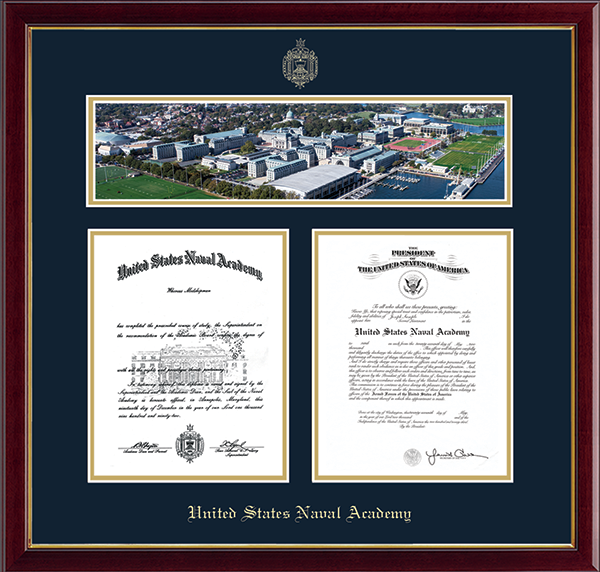 United States Naval Academy diploma frame - Aerial View Campus Scene Double Diploma Frame in Galleria