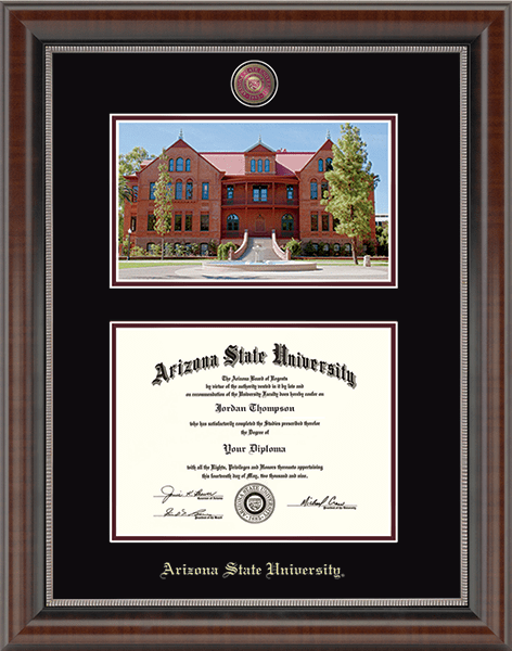 Arizona State University Campus Scene Masterpiece Medallion Diploma Frame in Chateau