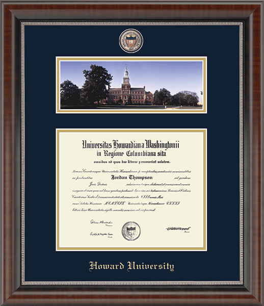 Howard University Campus Scene Masterpiece Medallion Diploma Frame in Chateau