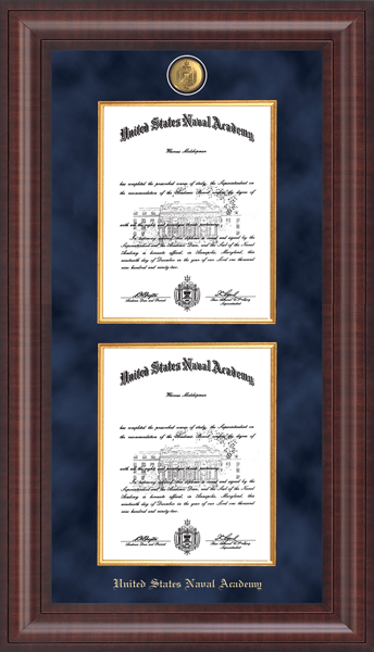 United States Naval Academy Presidential Masterpiece Double Diploma Frame in Premier