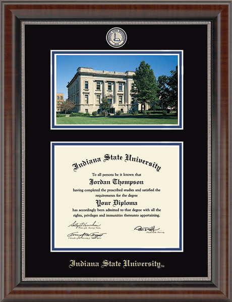 Indiana State University Masterpiece Medallion Campus Scene Diploma Frame in Chateau