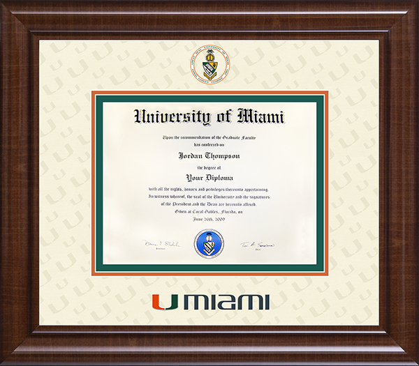 University of Miami Dimensions Plus Diploma Frame in Prescott