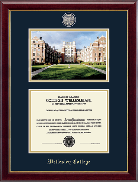 Wellesley College Campus Scene Masterpiece Medallion Diploma Frame in Gallery