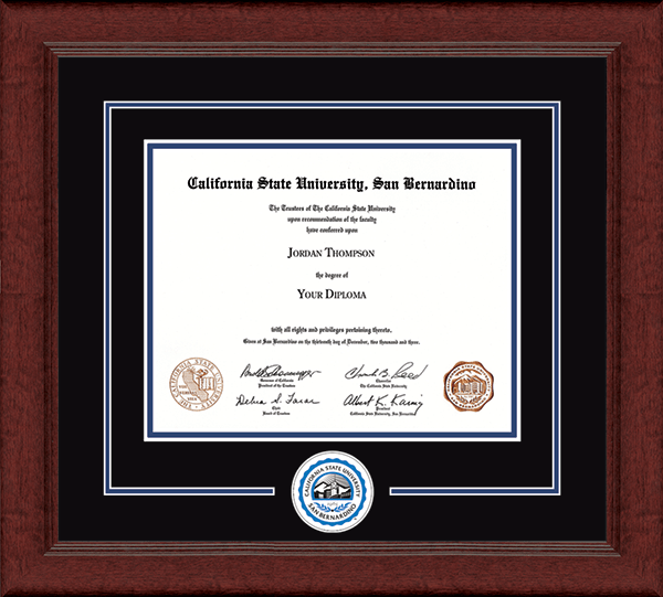 California State University San Bernardino Lasting Memories Circle Logo Diploma Frame in Sierra