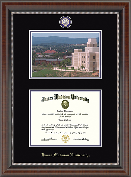 James Madison University Campus Scene Masterpiece Diploma Frame in Chateau