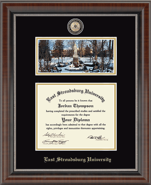 East Stroudsburg University Campus Scene Masterpiece Diploma Frame in Chateau