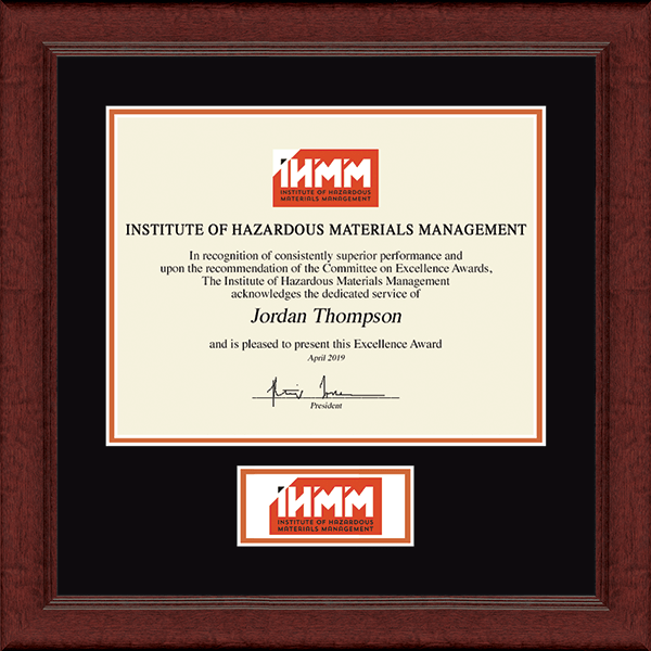 Institute of Hazardous Materials Management Lasting Memories Banner Edition Certificate Frame in Sierra