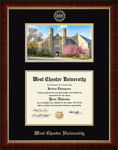 West Chester University Campus Scene Diploma Frame in Murano
