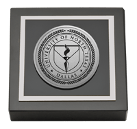 University of North Texas at Dallas Silver Engraved Medallion Paperweight