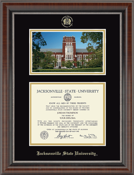 Jacksonville State University Campus Scene Diploma Frame in Chateau