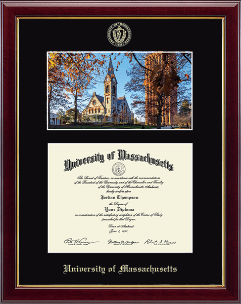 University of Massachusetts Amherst Campus Scene Diploma Frame in Gallery