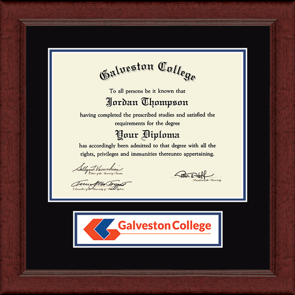 Galveston College Lasting Memories Banner Diploma Frame in Sierra