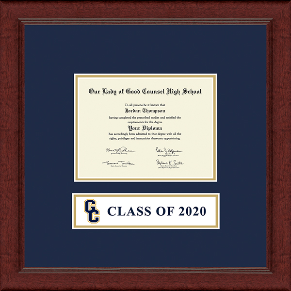 Our Lady of Good Counsel High School Lasting Memories Banner Diploma Frame in Sierra