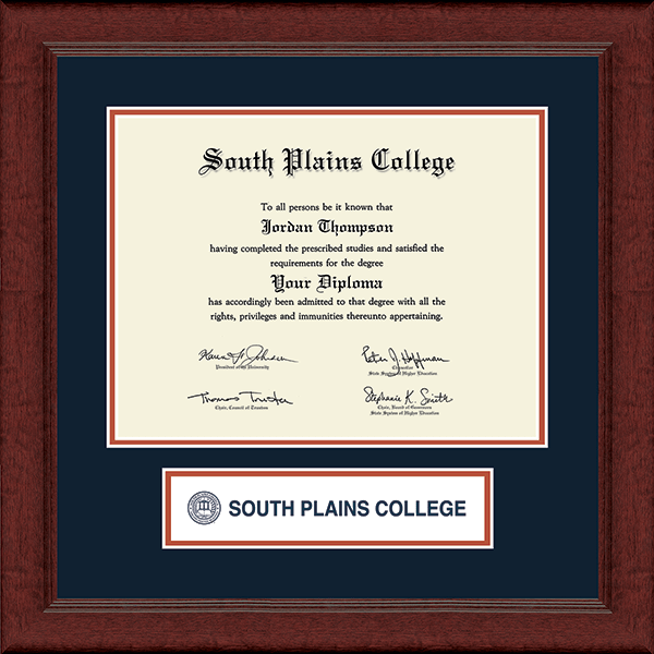 South Plains College Lasting Memories Banner Diploma Frame in Sierra