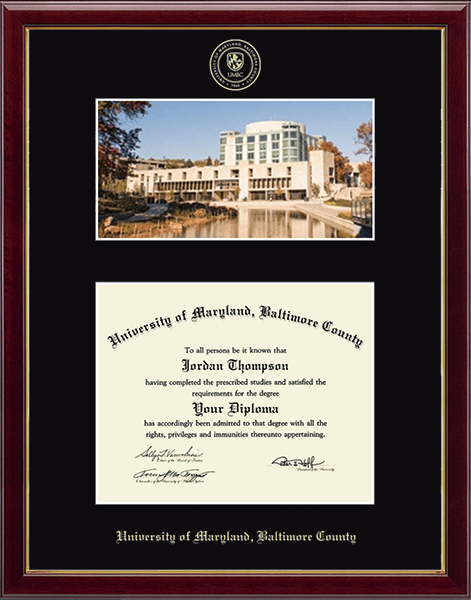 University of Maryland, Baltimore County Campus Scene Diploma Frame in Galleria