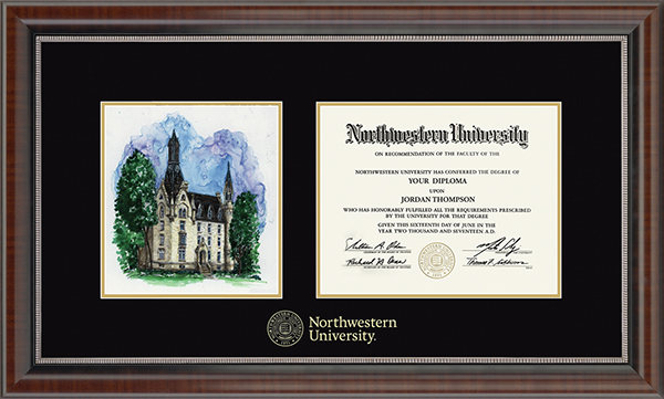 Northwestern University Campus Scene Diploma Frame in Chateau