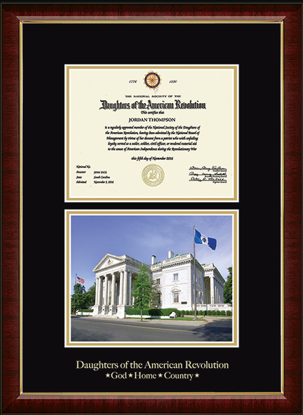 Daughters of the American Revolution Memorial Continental Hall Certificate Frame in Murano