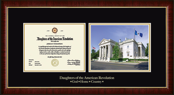 Daughters of the American Revolution Memorial Continental Hall Certificate Frame in Murano