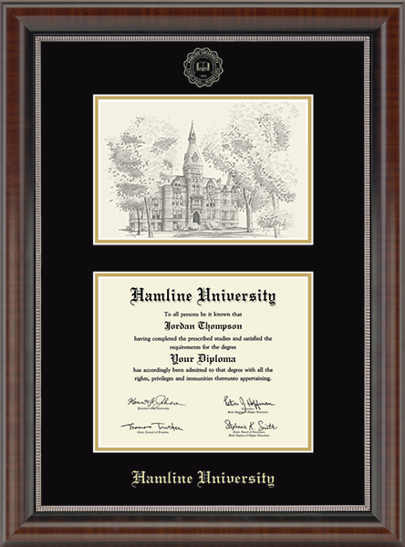 Hamline University Campus Scene Diploma Frame in Chateau