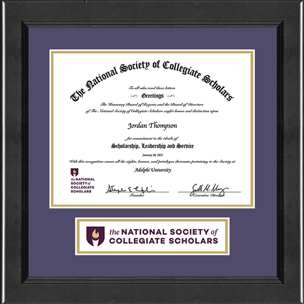 The National Society of Collegiate Scholars Lasting Memories Banner Certificate Frame in Arena