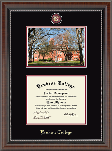 Erskine College Campus Scene Masterpiece Diploma Frame in Chateau
