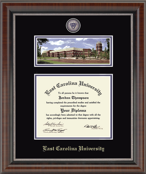 East Carolina University Campus Scene Masterpiece Diploma Frame in Chateau