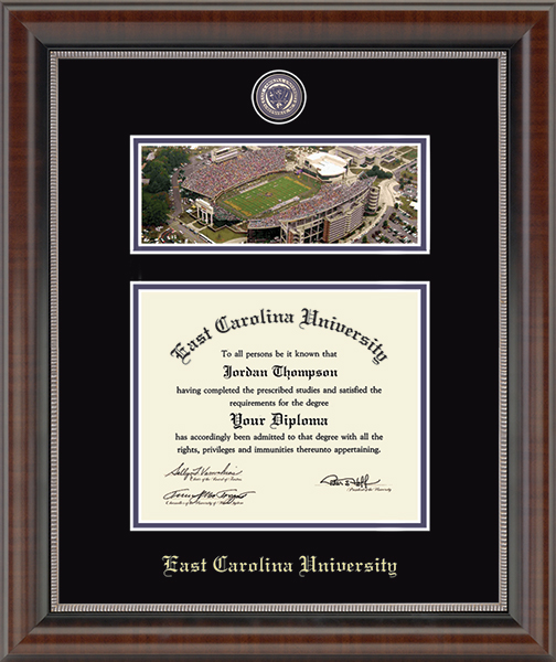 East Carolina University Campus Scene Masterpiece Diploma Frame in Chateau