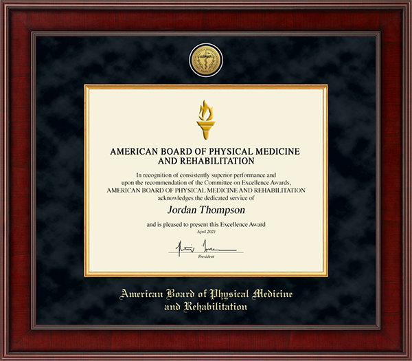 American Board of Physical Medicine and Rehabilitation certificate frame - Presidential Gold Engraved Certificate Frame in Jefferson