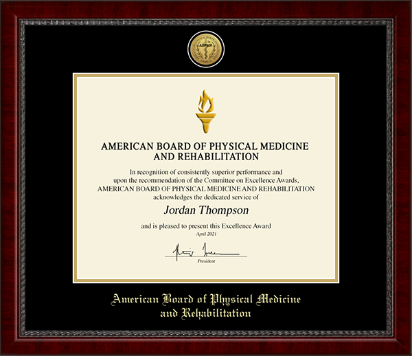 American Board of Physical Medicine and Rehabilitation certificate frame - Gold Engraved Medallion Certificate Frame in Sutton