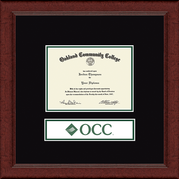 Oakland Community College Lasting Memories Banner Logo Diploma Frame in Sierra