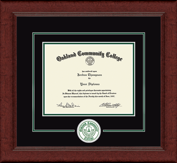Oakland Community College Lasting Memories Circle Logo Diploma Frame in Sierra