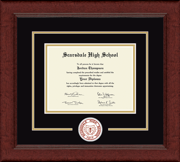Scarsdale High School in New York Lasting Memories Circle Logo Diploma Frame in Sierra