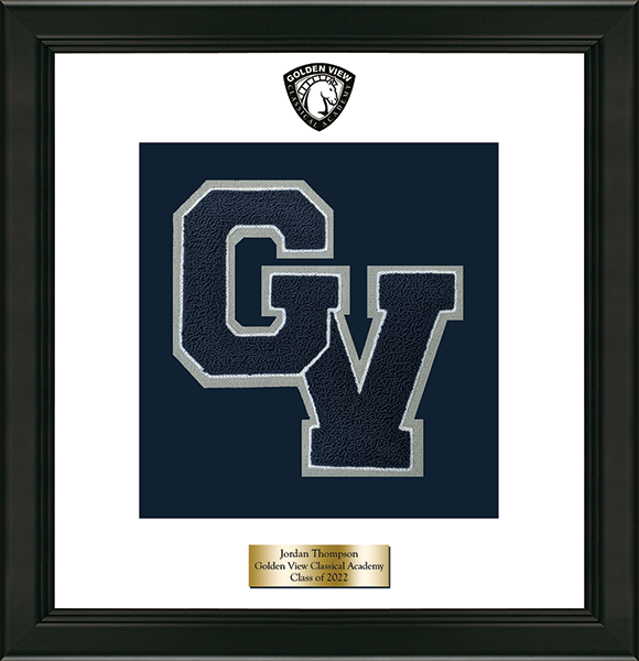 Golden View Classical Academy Varsity Letter Frame in Obsidian