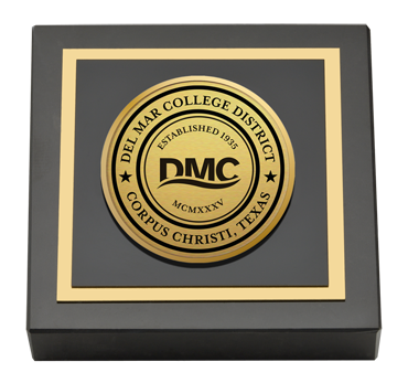 Del Mar College Gold Engraved Medallion Paperweight