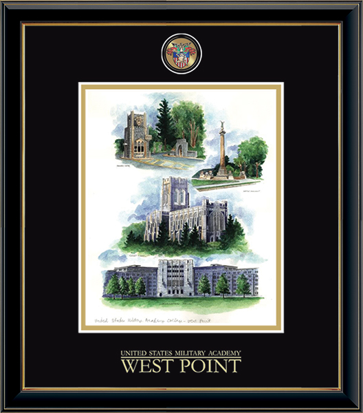United States Military Academy Masterpiece Medallion Summer Collage Litho Frame in Onexa Gold
