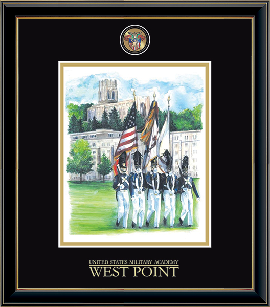 United States Military Academy Masterpiece Medallion Color Guard Litho Frame in Onexa Gold