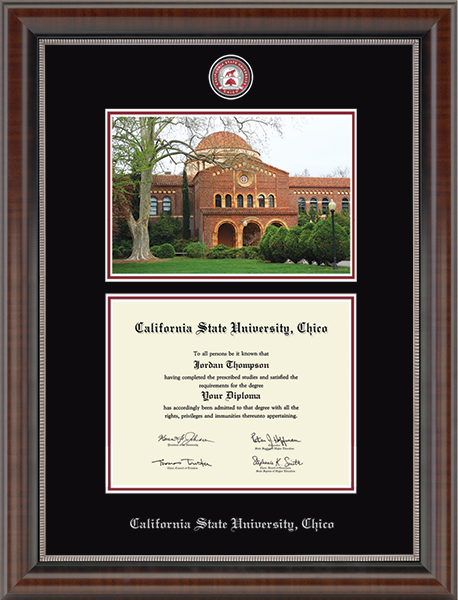 California State University Chico Campus Scene Masterpiece Diploma Frame in Chateau
