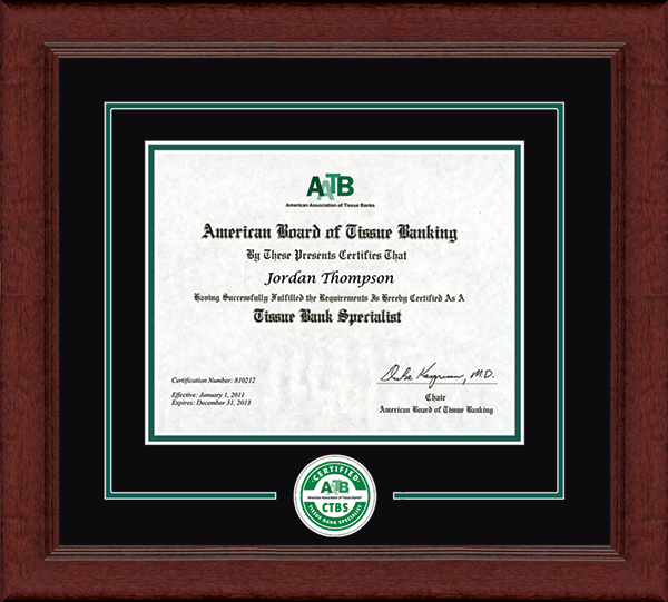 American Association of Tissue Banks Lasting Memories Circle Logo Certificate Frame in Sierra