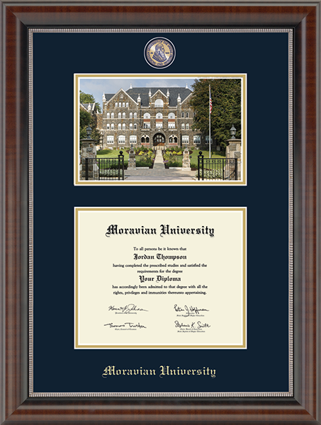 Moravian University Campus Scene Masterpiece Diploma Frame in Chateau
