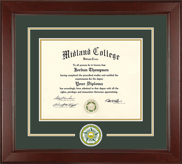 Midland College Lasting Memories Circle Logo Diploma Frame in Sierra