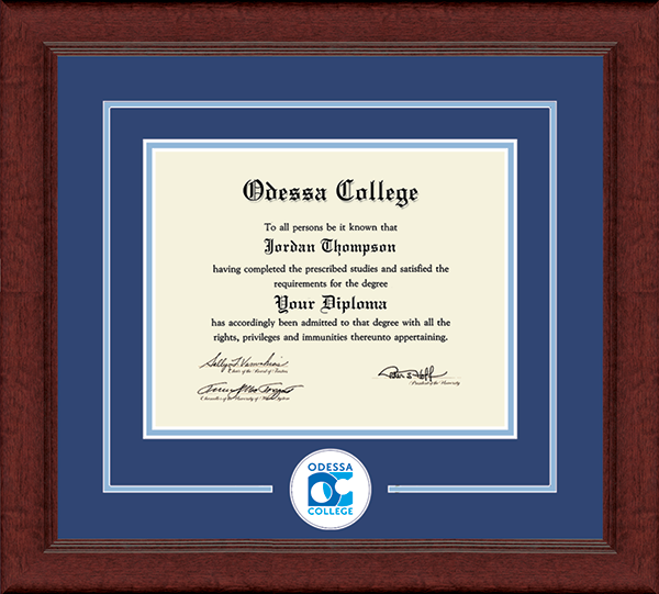 Odessa College Lasting Memories Circle Logo Diploma Frame in Sierra
