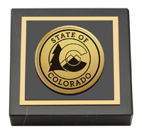 State of Colorado Gold Engraved Medallion Paperweight
